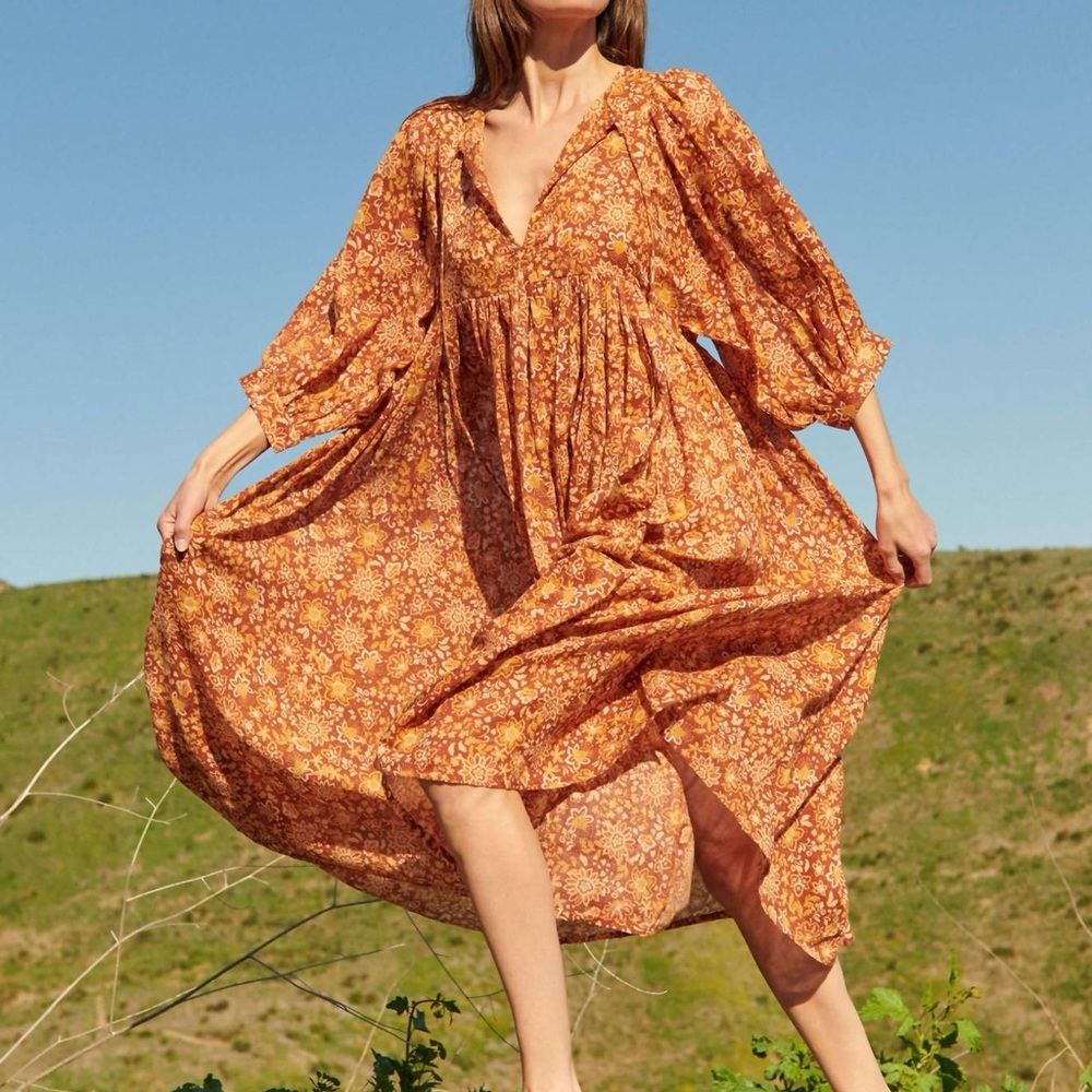 Sundry Rust Floral Dress